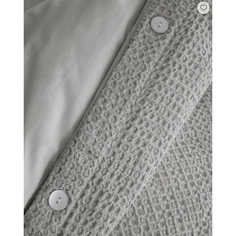 Quince Duvet Cover Set Luxe Honeycomb FULL QUEEN Cover + Shams Light Gray NEW - Picture 3 of 10